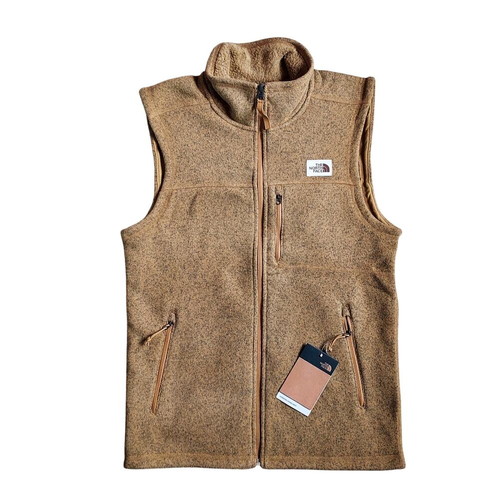 NEW The North Face Men's Gordon Lyons Sweater Vest Zip Heathered Khaki Gray Sz S